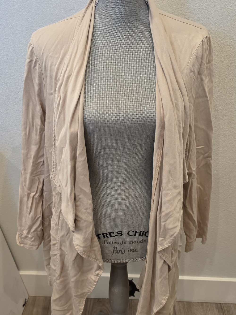 Blush Open-Front Draped Cardigan